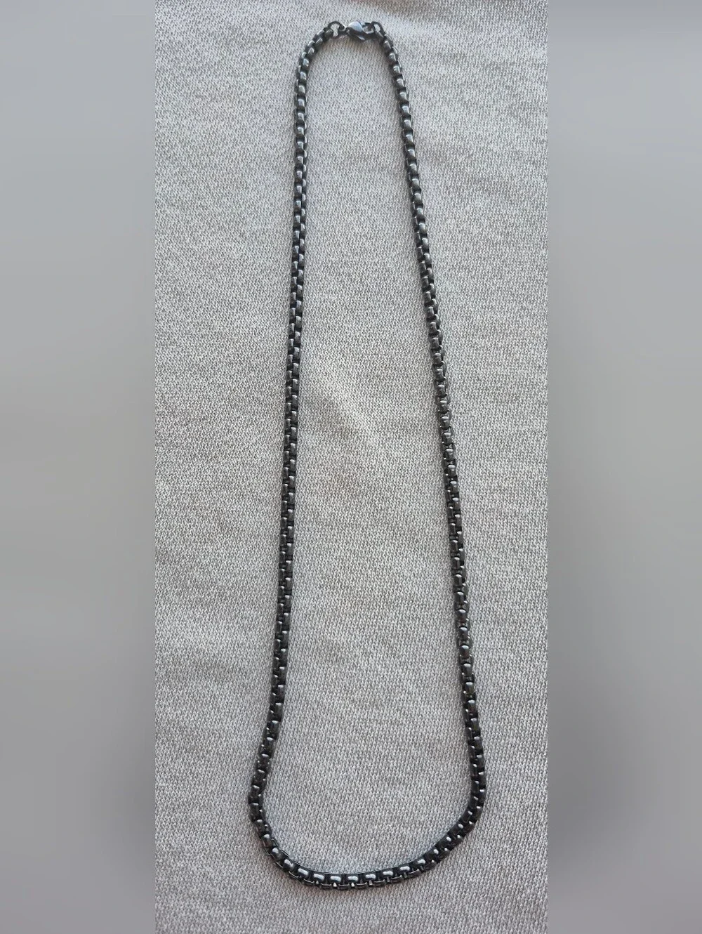 Men's Black Box Chain Necklace - Unbranded